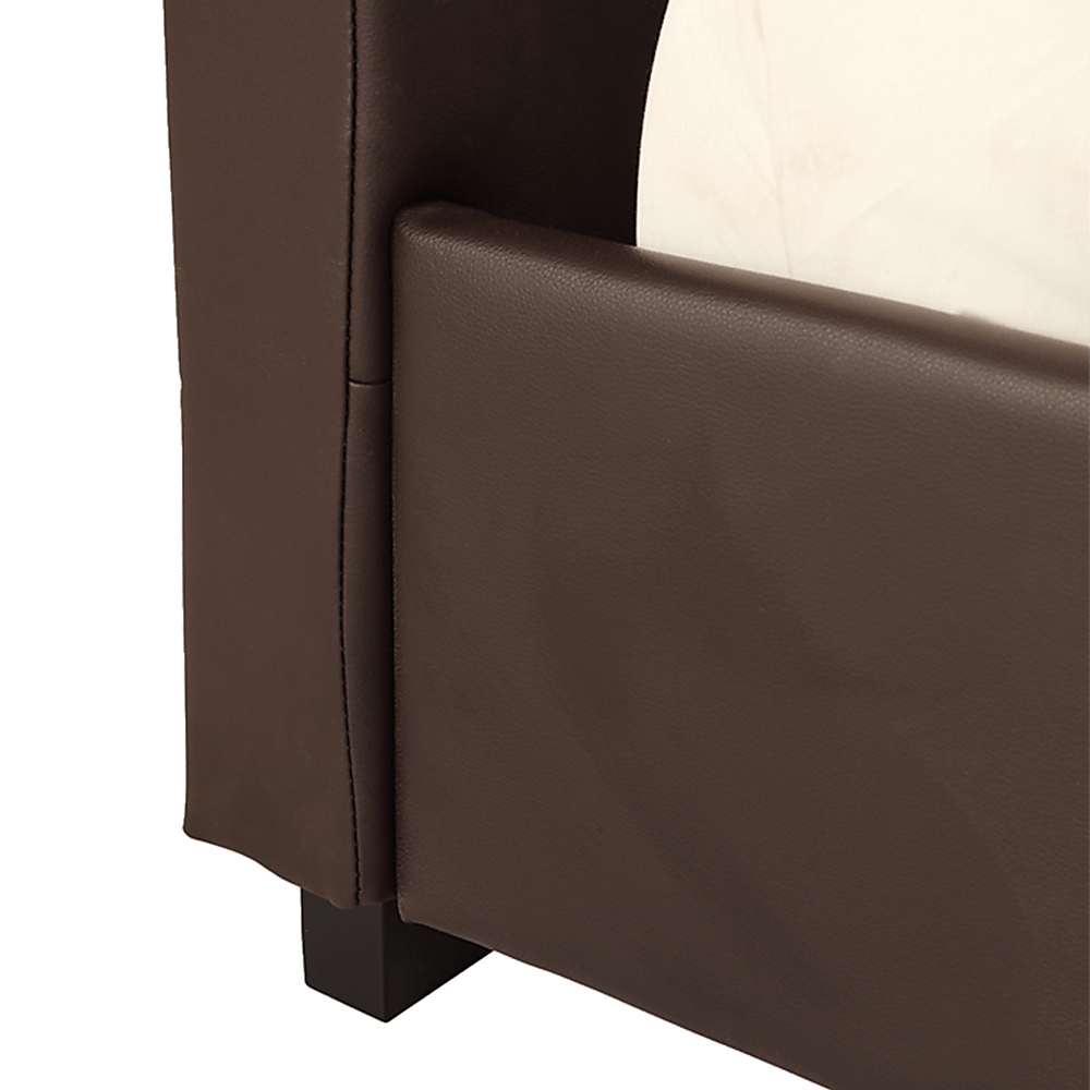 Double PU Leather Deluxe Bed Frame Brown