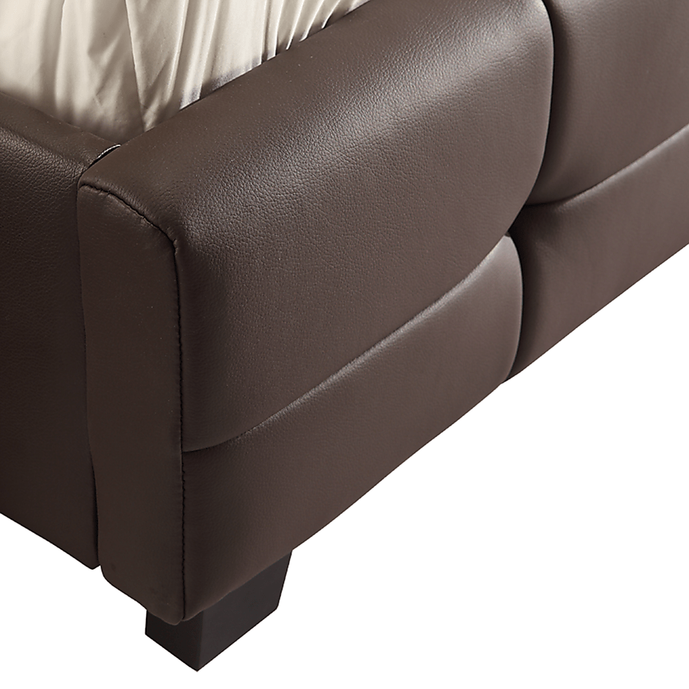 Double PU Leather Deluxe Bed Frame Brown