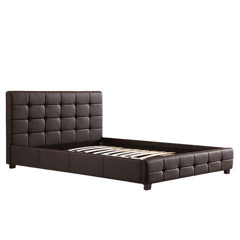 Double Pu Leather Deluxe Bed Frame Brown