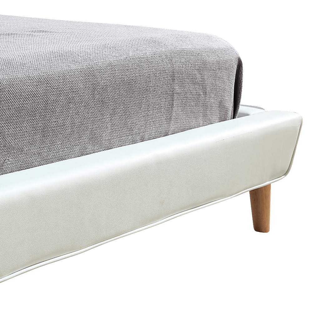 Double PU Leather Deluxe Bed Frame White