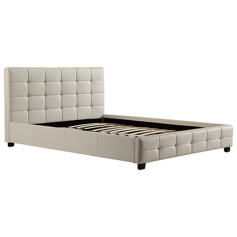 Double Pu Leather Deluxe Bed Frame White