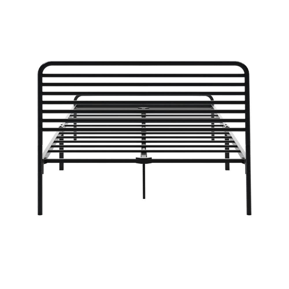 Double/Queen/King Single Metal Bed Frame Railing-style Black
