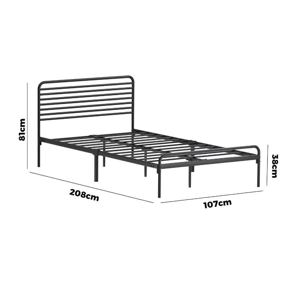 Double/Queen/King Single Metal Bed Frame Railing-style Black