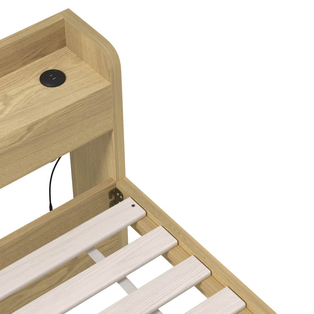 Double/Queen/King Wooden Bed Frame With Charging Ports And 2 Drawers Bedroom Furniture