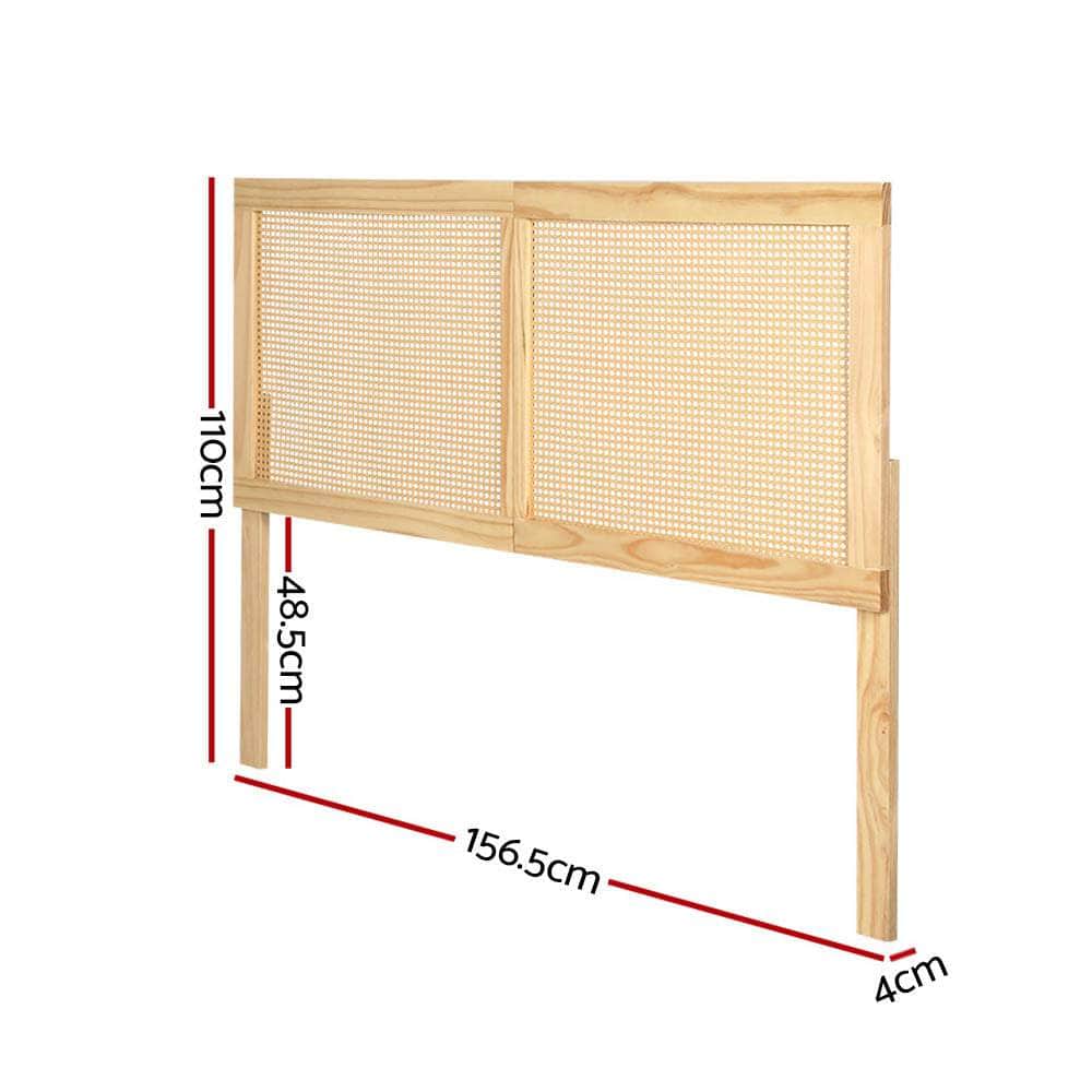 Double/Queen RIBO Pine Rattan Headboard Bedhead Base