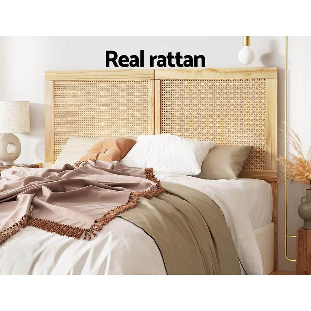 Double/Queen RIBO Pine Rattan Headboard Bedhead Base