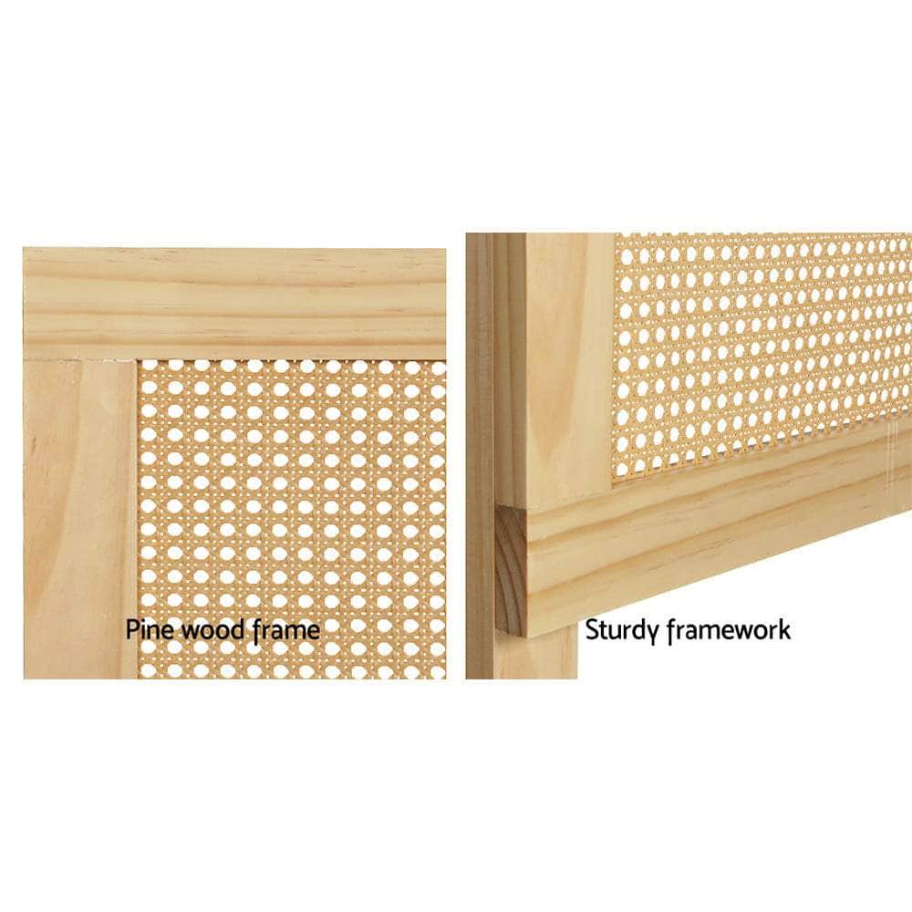 Double/Queen RIBO Pine Rattan Headboard Bedhead Base