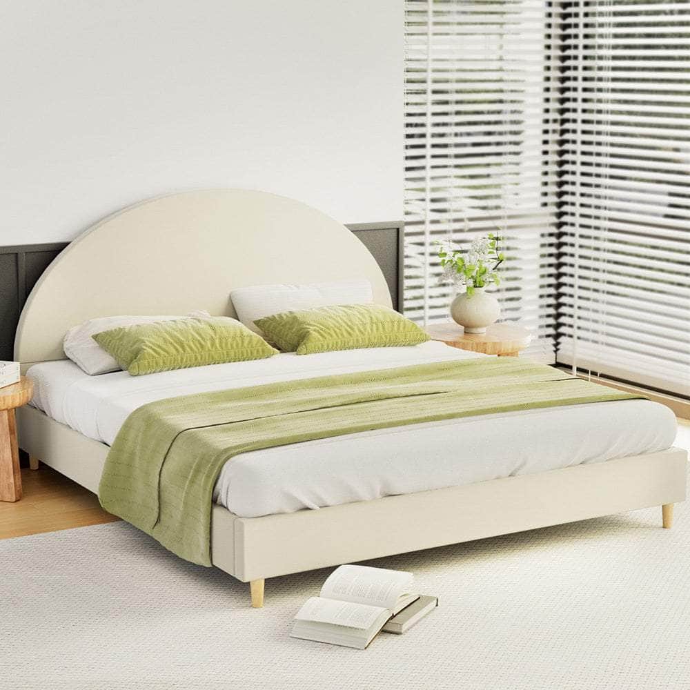Double/Queen/Single/King Bed Frame Arched-Cream
