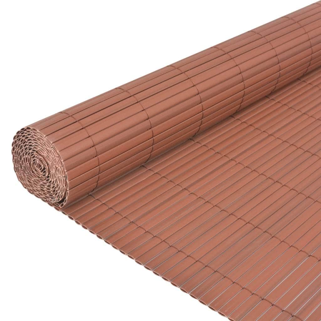 Double-Sided Garden Fence PVC  Brown