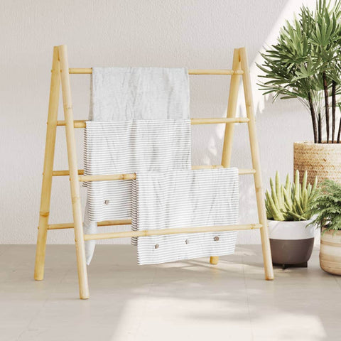 Double Towel Ladder with 4 Rungs Bamboo