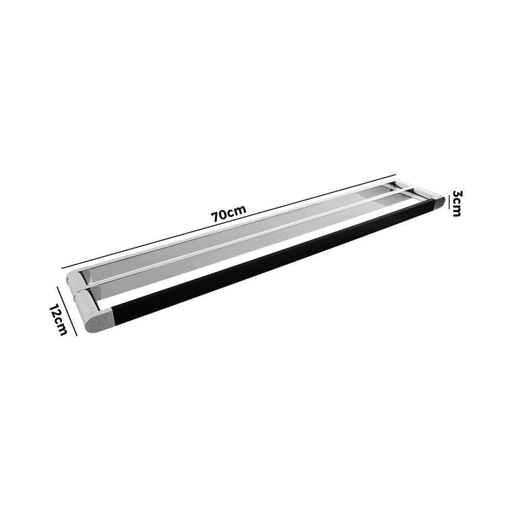 Double Towel Rail 70cm Rack Bar Holder Chrome DTB700