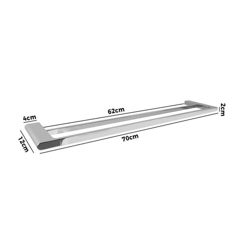 Double Towel Rail 70cm Wall Mounted Rack Bar Holder in Chrome Finish