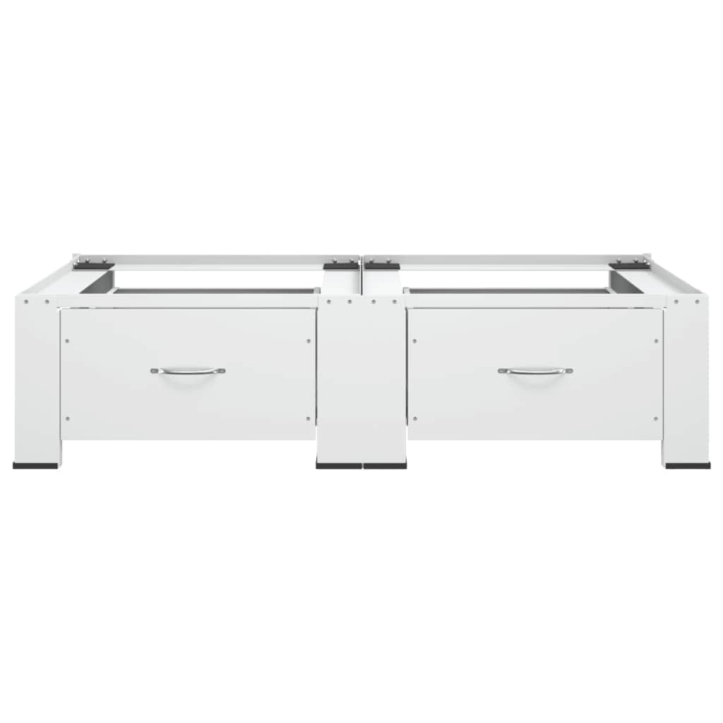 Double Washing and Drying Machine stand with Drawers White