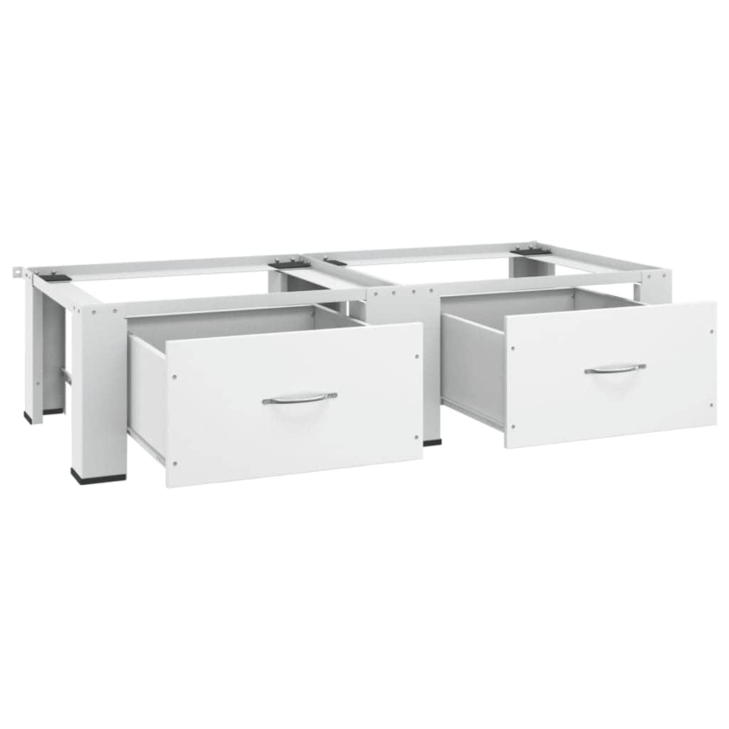 Double Washing and Drying Machine stand with Drawers White