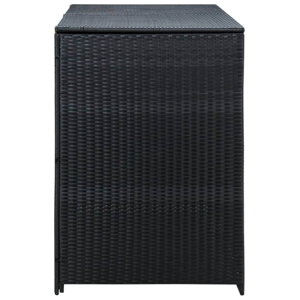 Double Wheelie Bin Shed Poly Rattan Black