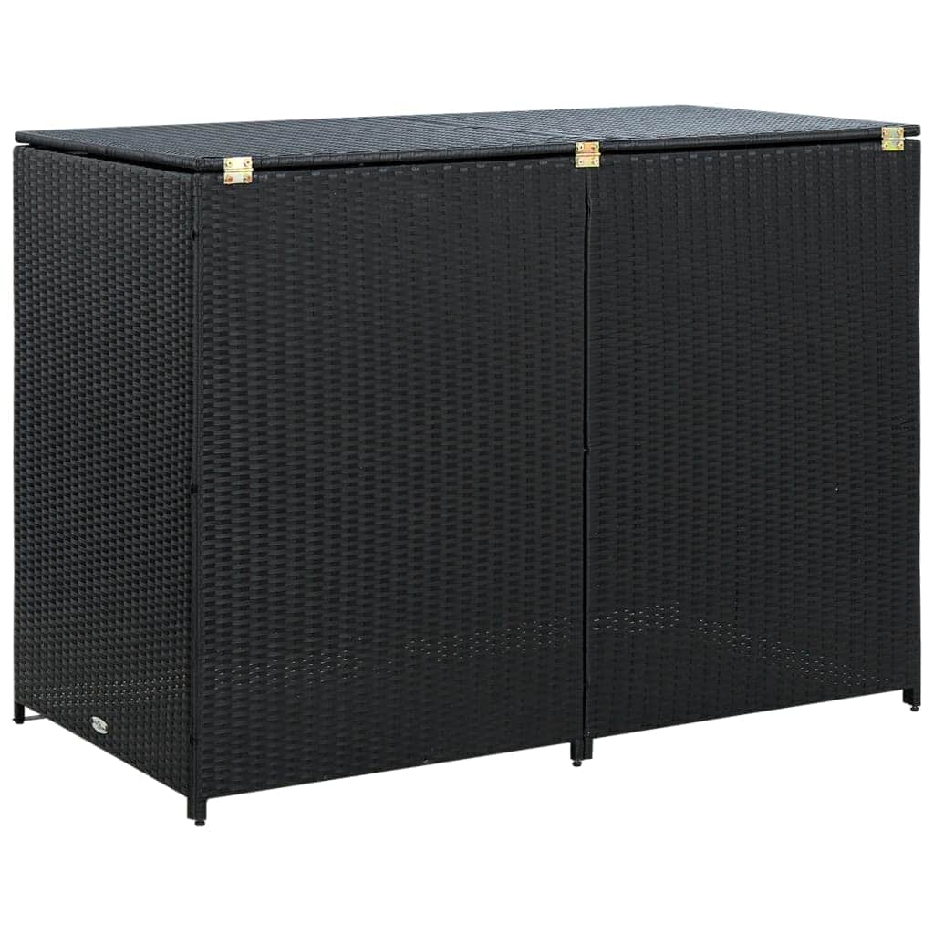 Double Wheelie Bin Shed Poly Rattan Black