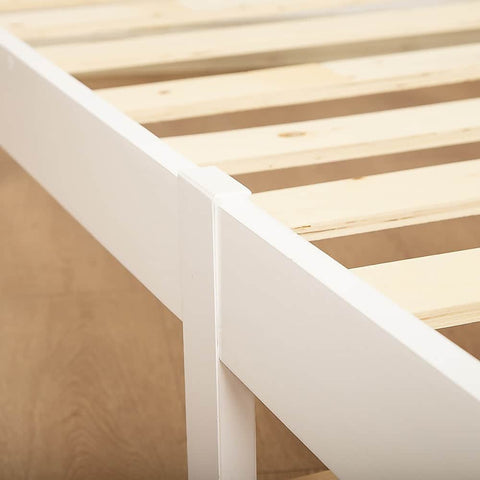 Bed Frame Double Size Solid Wood With White Finish