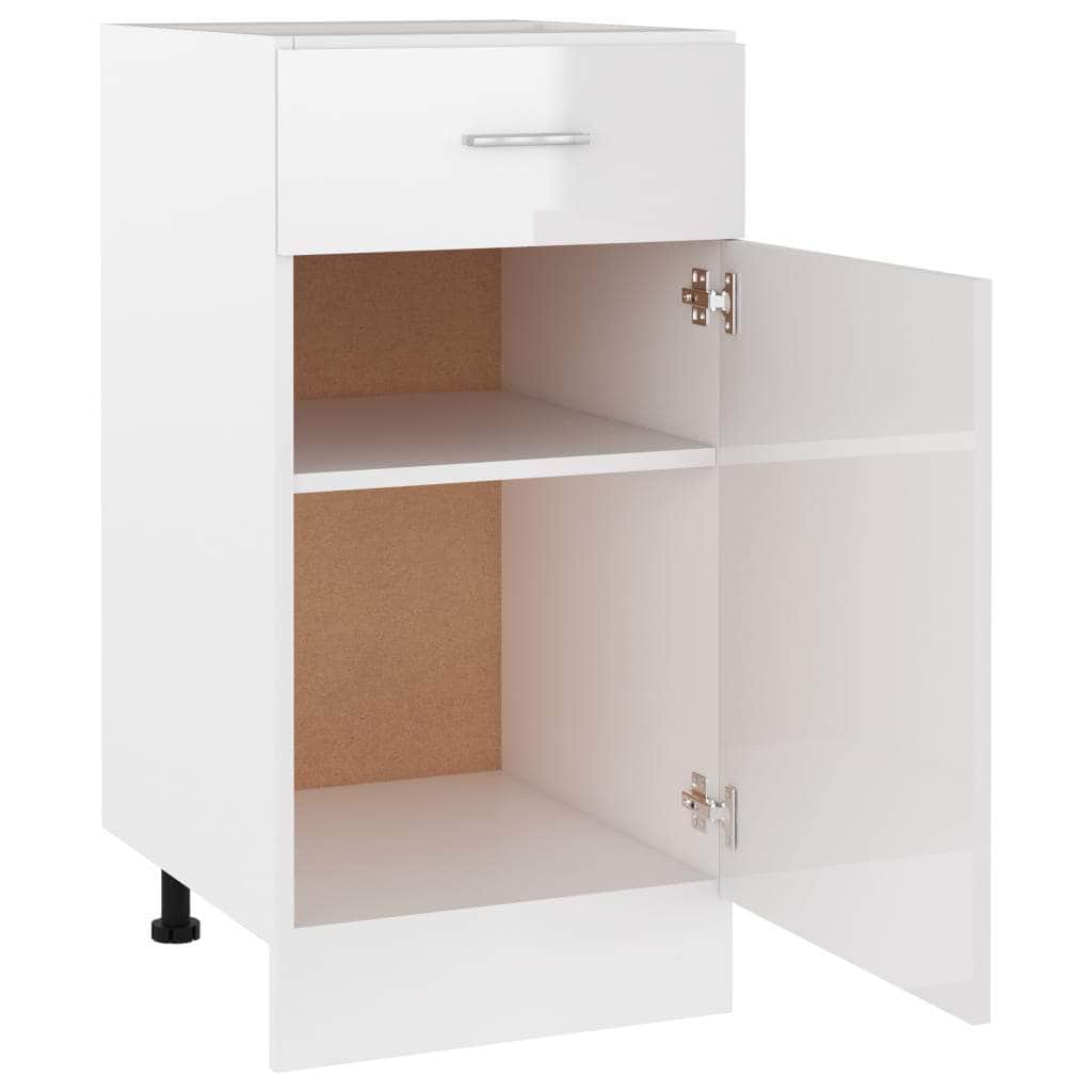 Drawer Bottom Cabinet High Gloss White-Engineered Wood