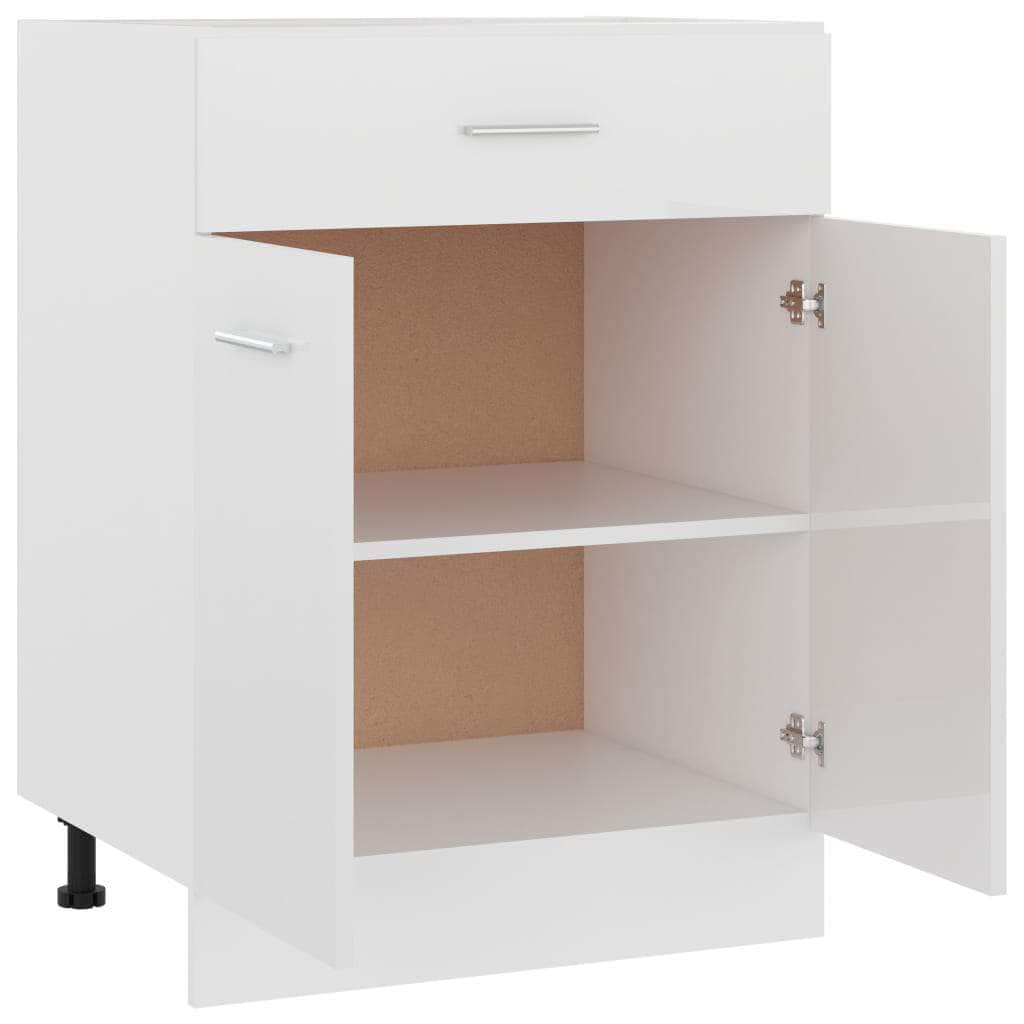 Drawer Bottom Cabinet High Gloss White - Engineered Wood