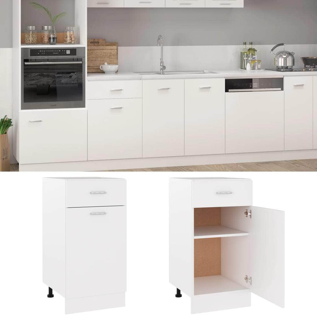 Drawer Bottom Cabinet White Engineered Wood