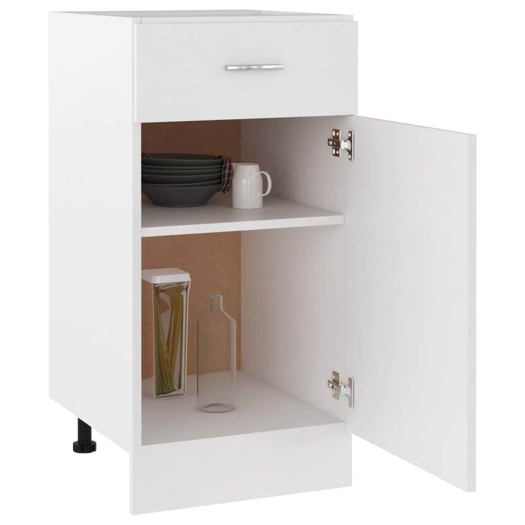 Kitchen Cabinets - Drawer Bottom Cabinet White Engineered Wood