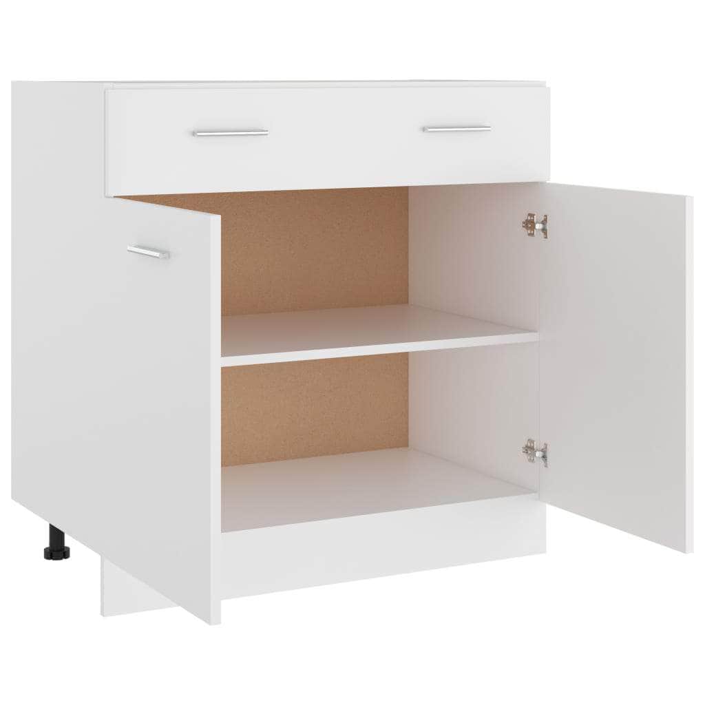Drawer Bottom Cabinet White Engineered Wood