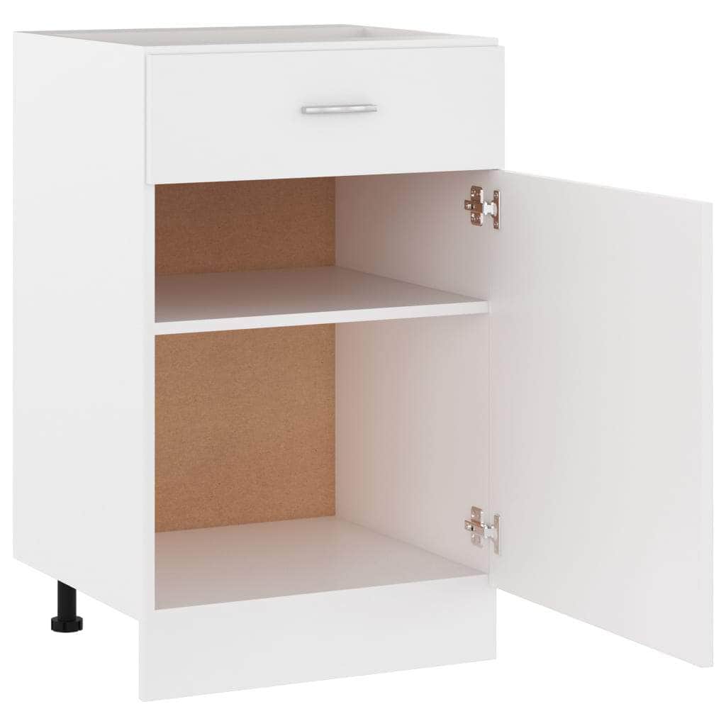 Drawer Bottom Cabinet White Engineered Wood