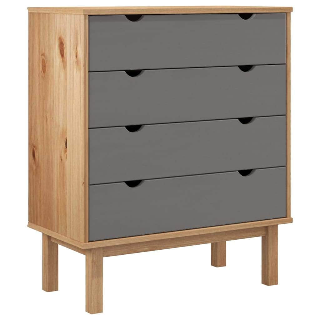 Drawer Cabinet OTTA Brown&Grey Solid Wood Pine