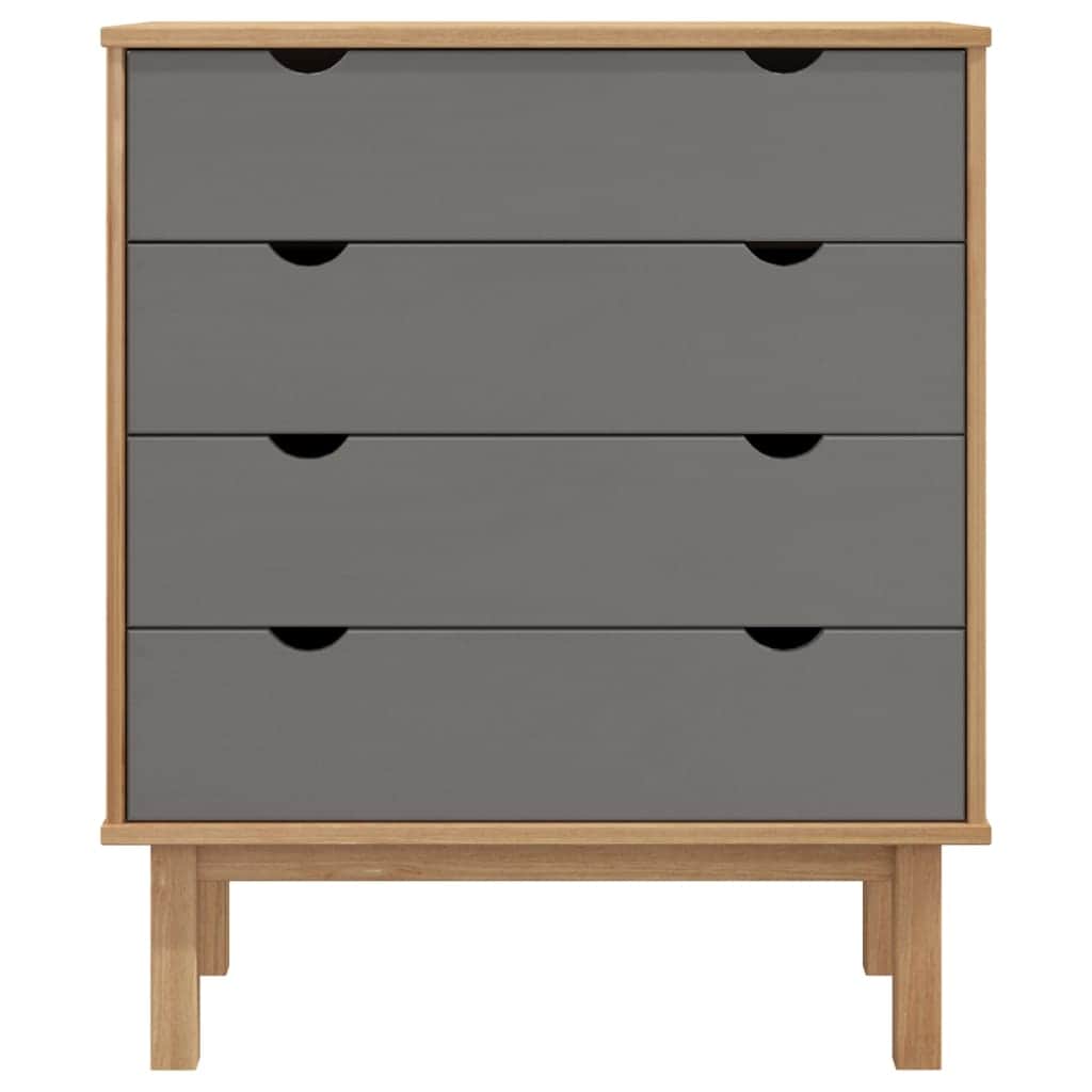 Drawer Cabinet OTTA Brown&Grey Solid Wood Pine