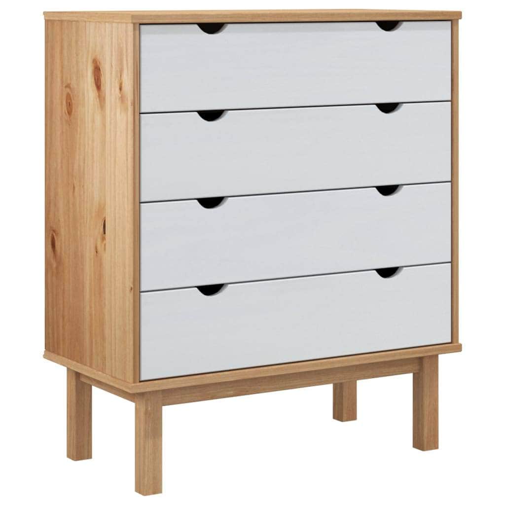 Drawer Cabinet OTTA Brown&White Solid Wood Pine