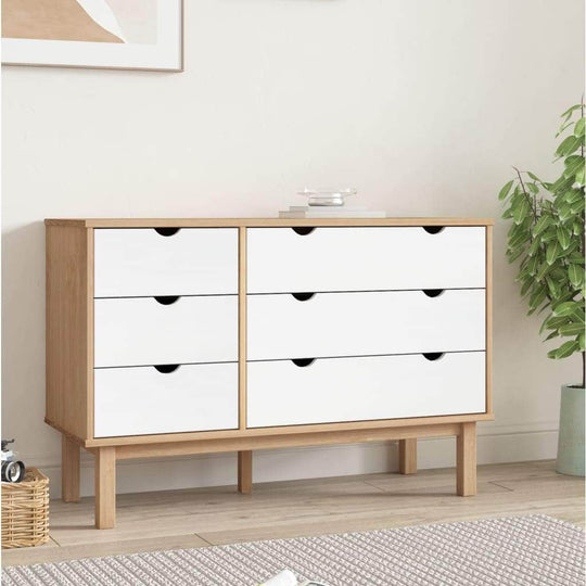 Brown colour - Drawer Cabinet OTTA Brown&White Solid Wood Pine