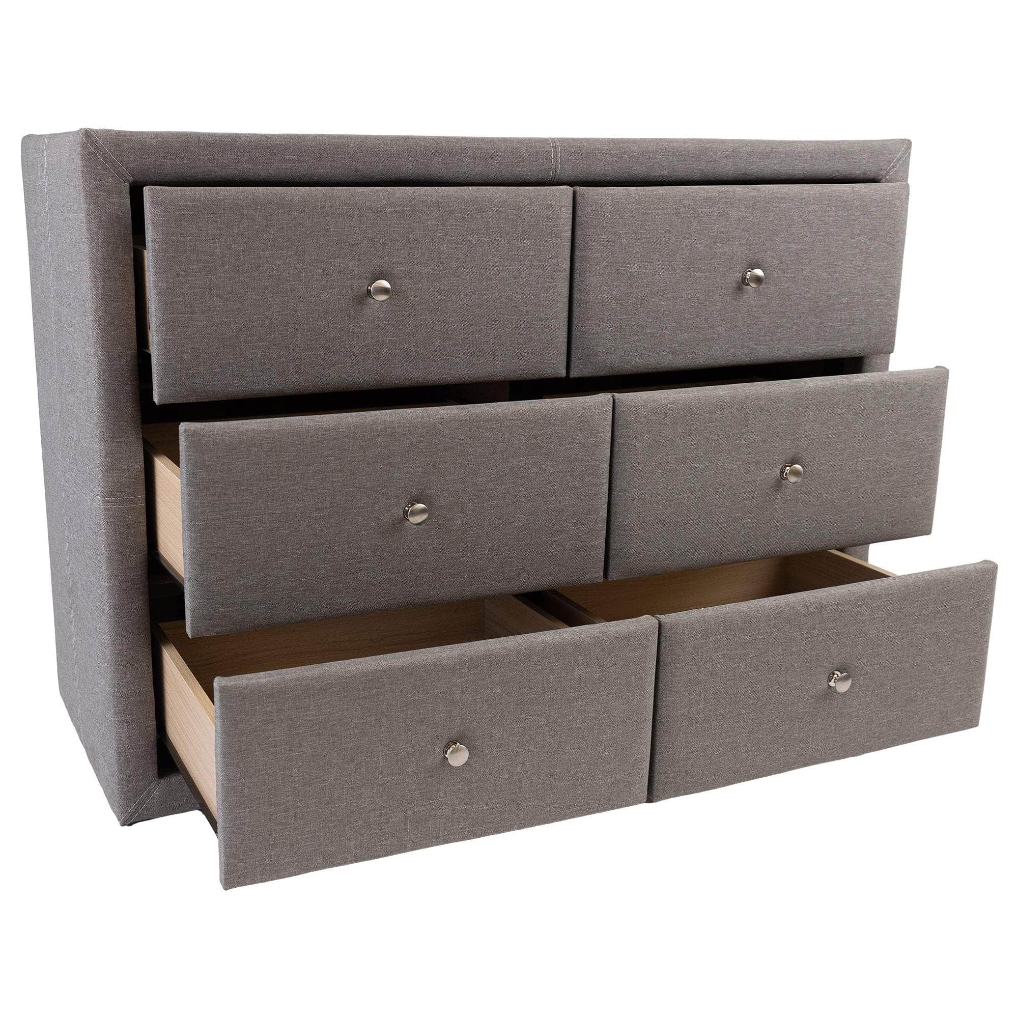 Dresser 6 Chest Of Drawers Bedroom Storage Cabinet - Light Grey