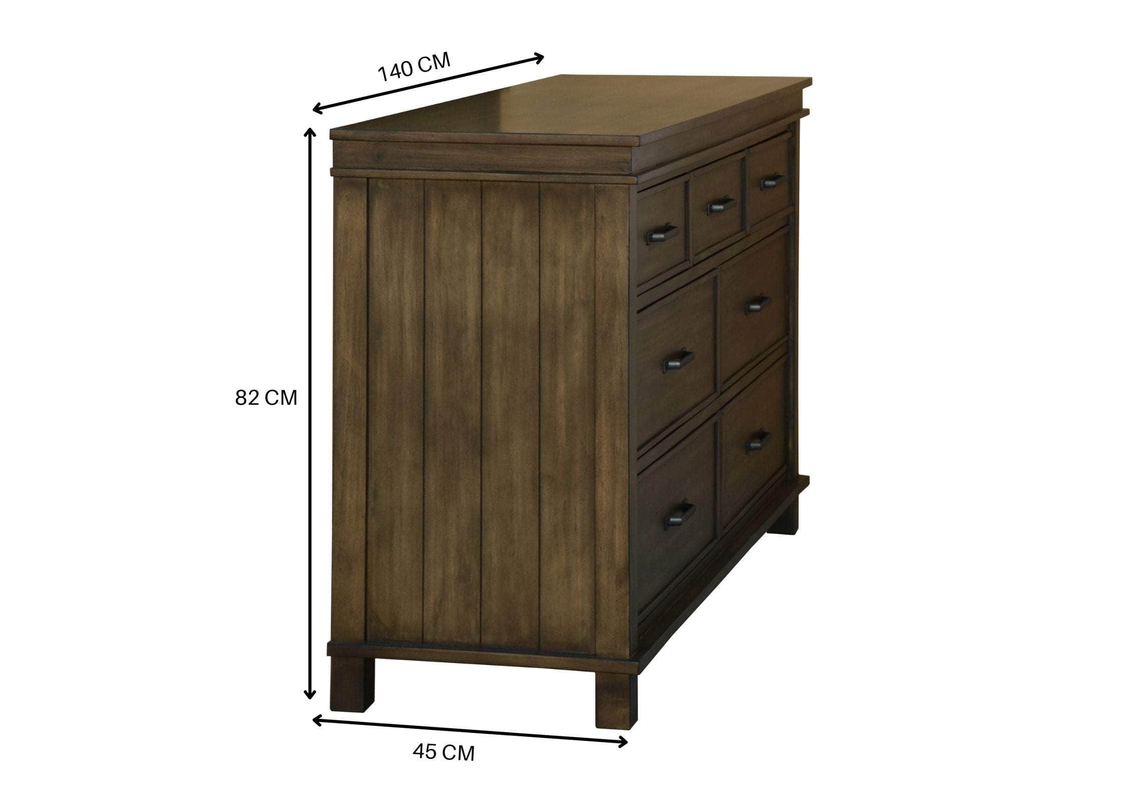 Dresser Mirror 7 Chest Of Drawers Tallboy Storage Cabinet - Rustic Grey