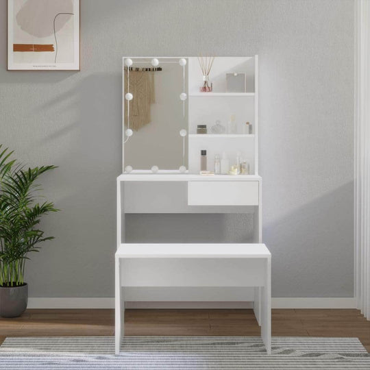 Dressing Table Set with LED White /Engineered Wood