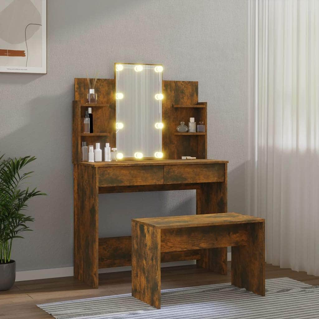Dressing Table Set with LED Wood
