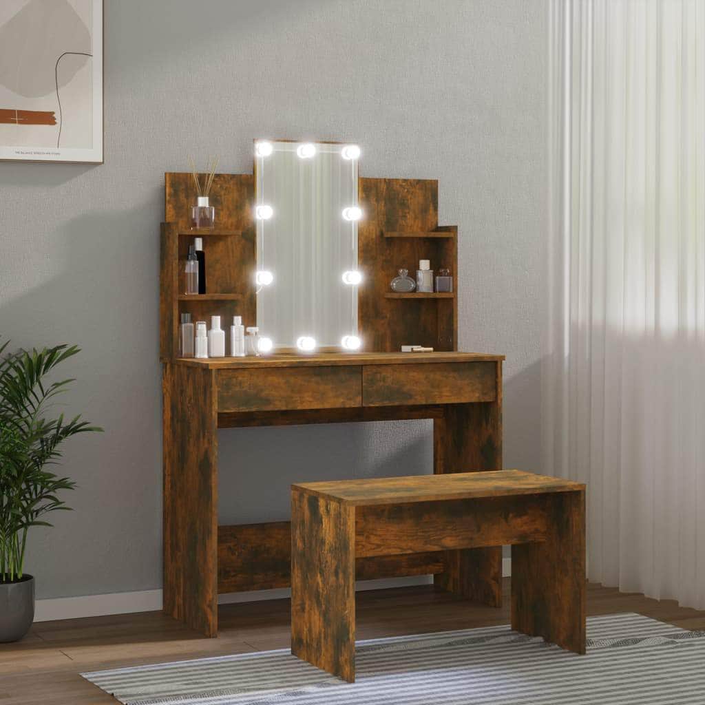 Dressing Table Set with LED Wood