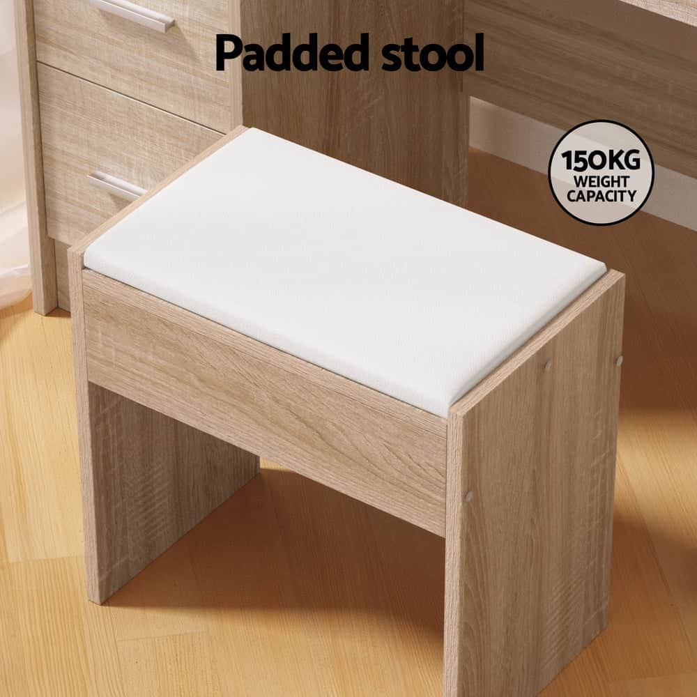 Dressing Table Set with Stool and 10 LED Bulbs, Elegant Wooden - Stylish Design, Dressing Vanity & Dressing Tables