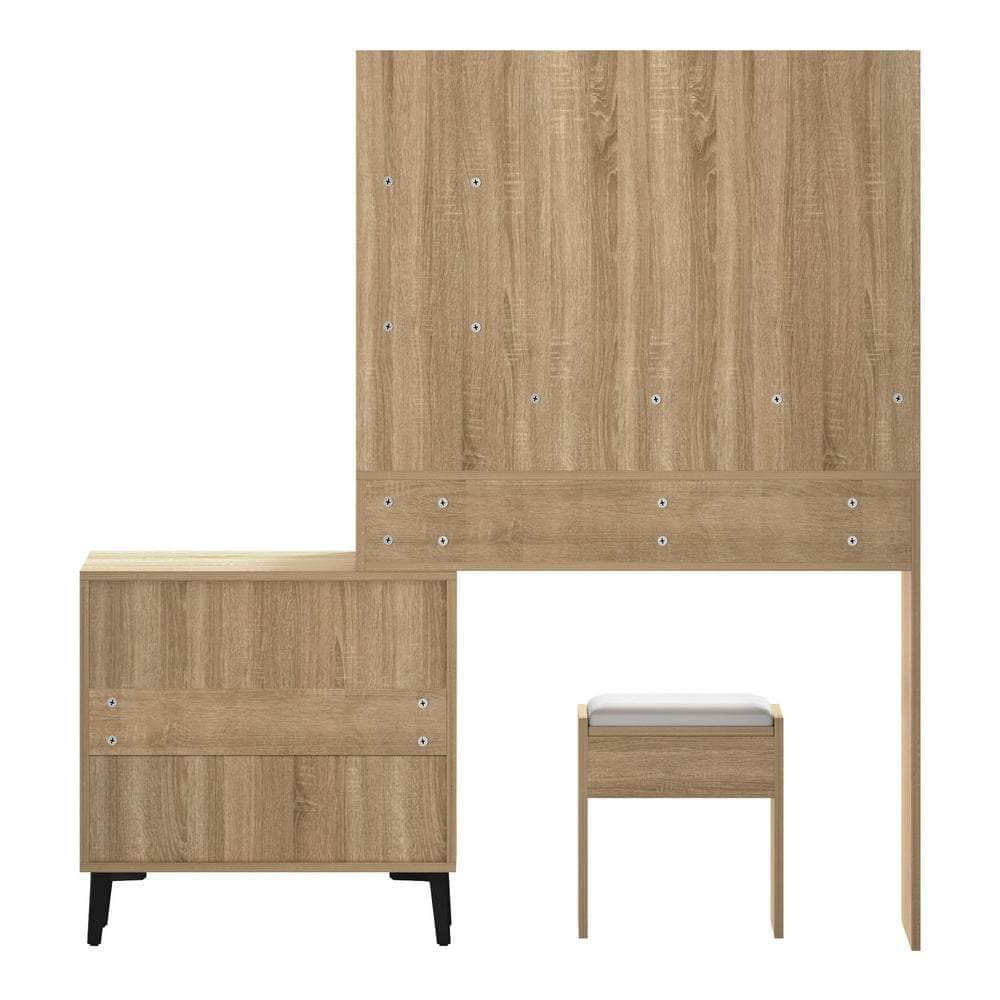 Dressing Table Stool Set 10 LED Bulbs Natural/White