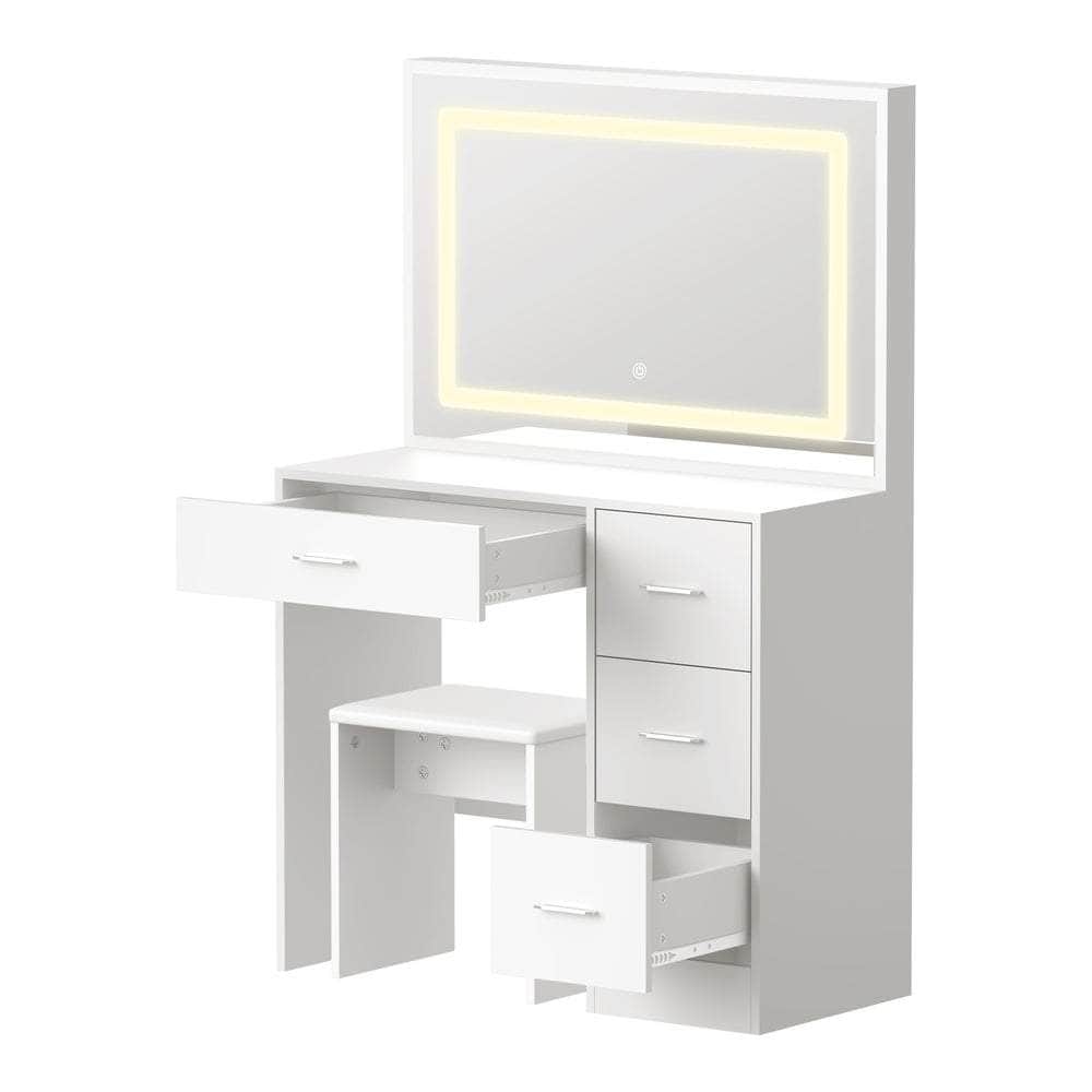 Dressing Table Stool Set Large Mirror LED Light