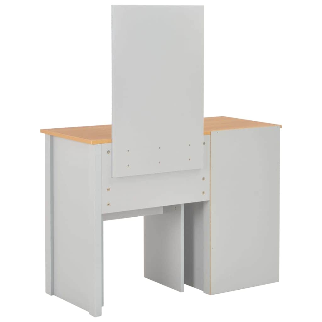Dressing Table with Mirror and Stool Grey