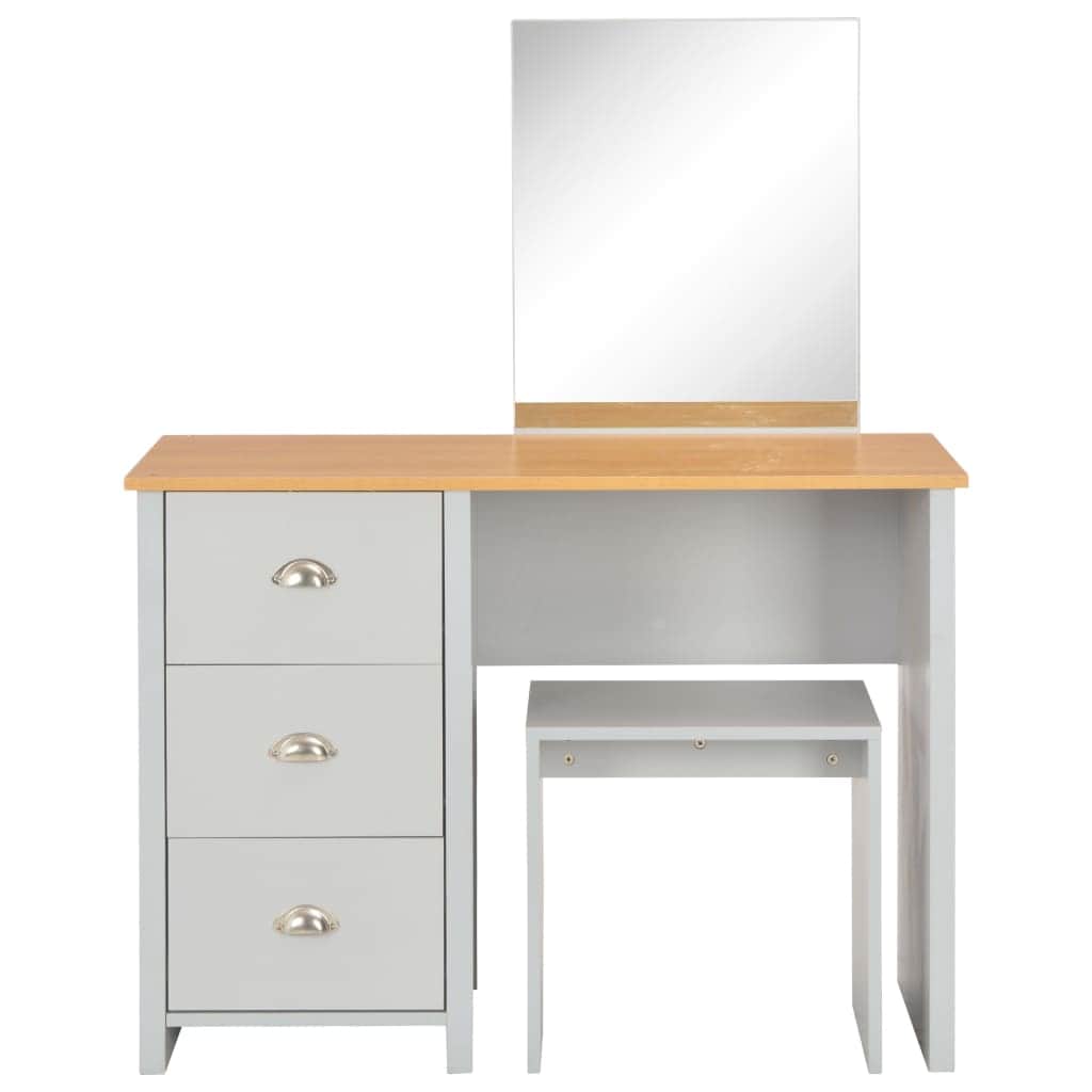 Dressing Table with Mirror and Stool Grey - Simple deals