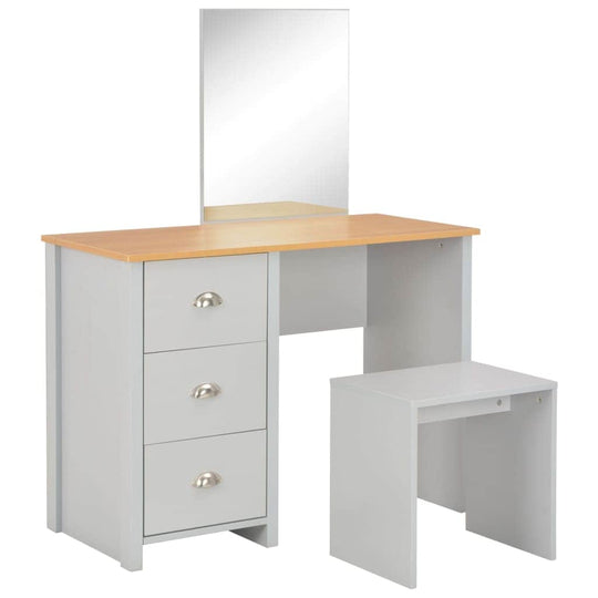 Dressing Table with Mirror and Stool Grey - Simple deals