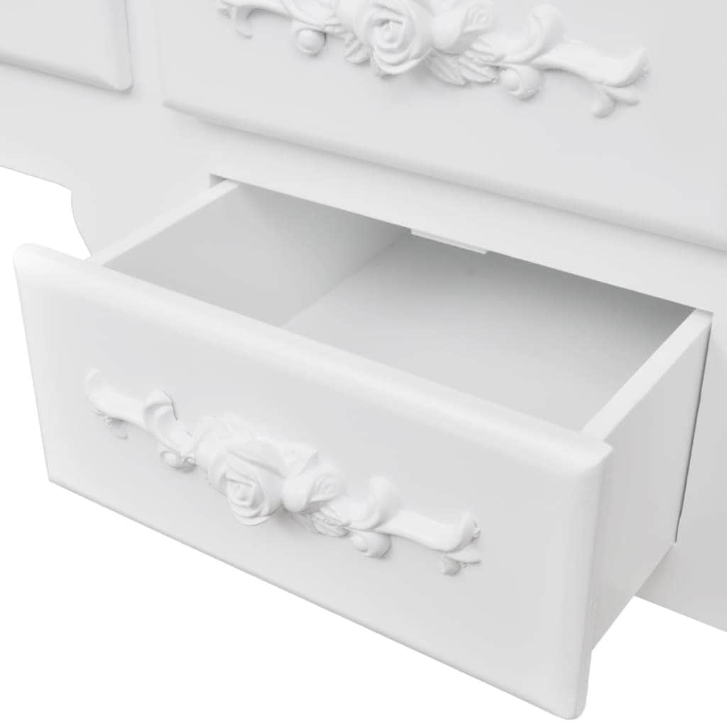 Dressing Table with Stool and 3 Mirrors White