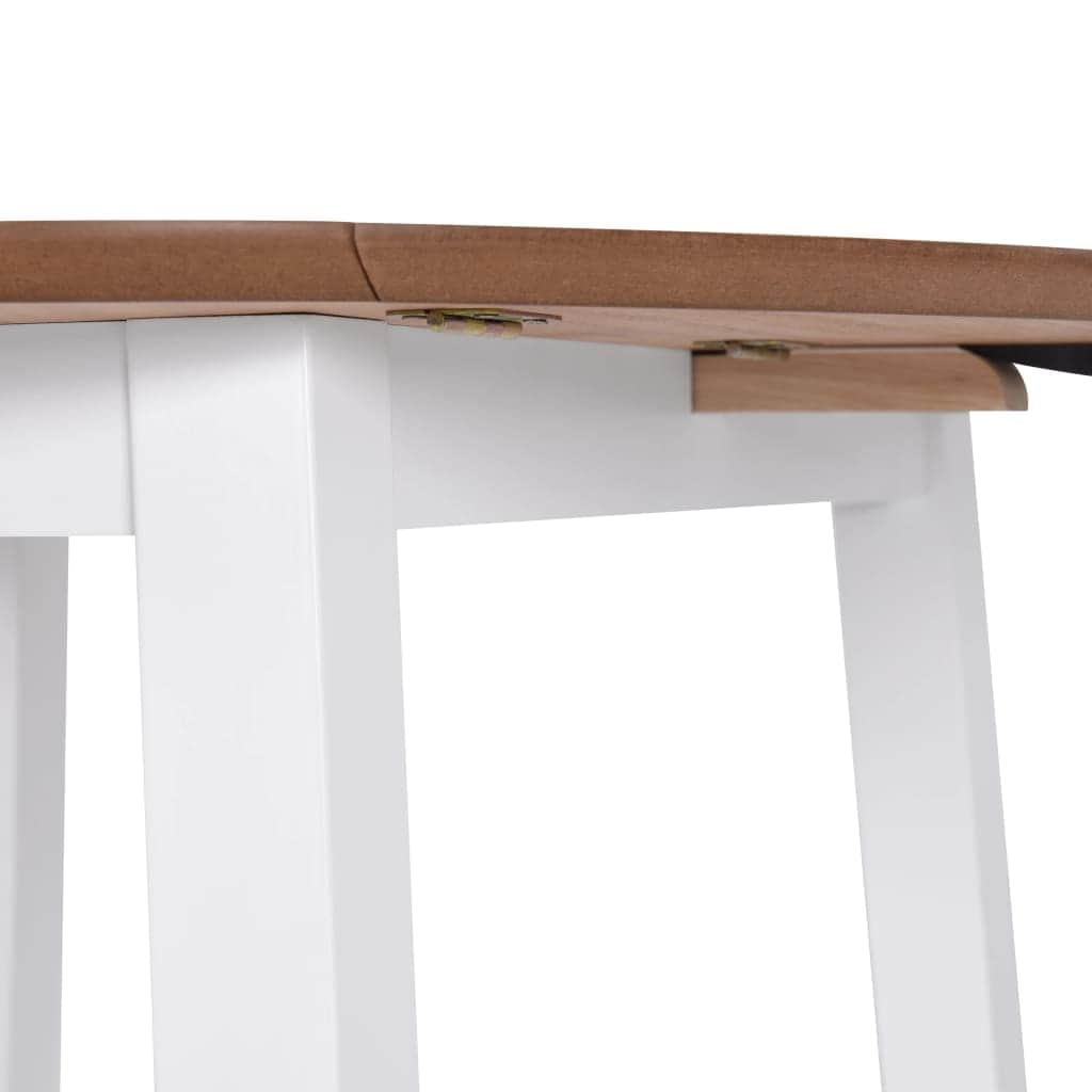 Drop-leaf Dining Table Round MDF White