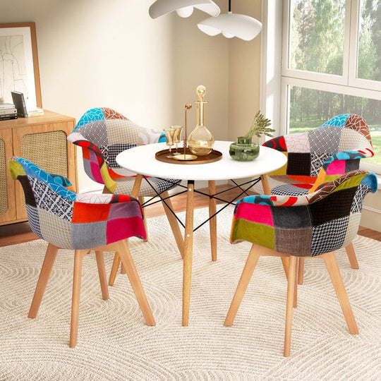 1 Dining Table and 4 Chairs Set DSW White