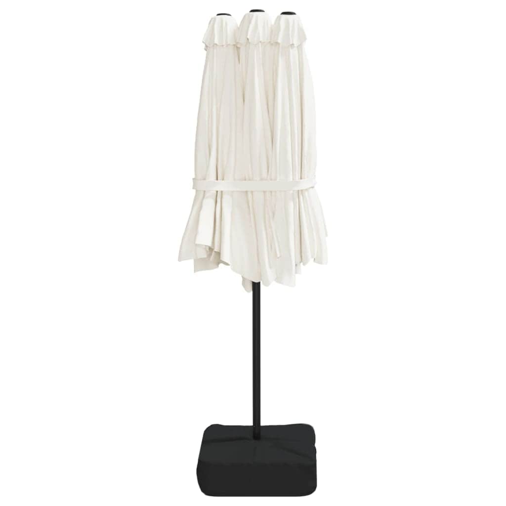 White colour - Dual Delight: Sand White Double-Head Parasol for Sunlit Comfort