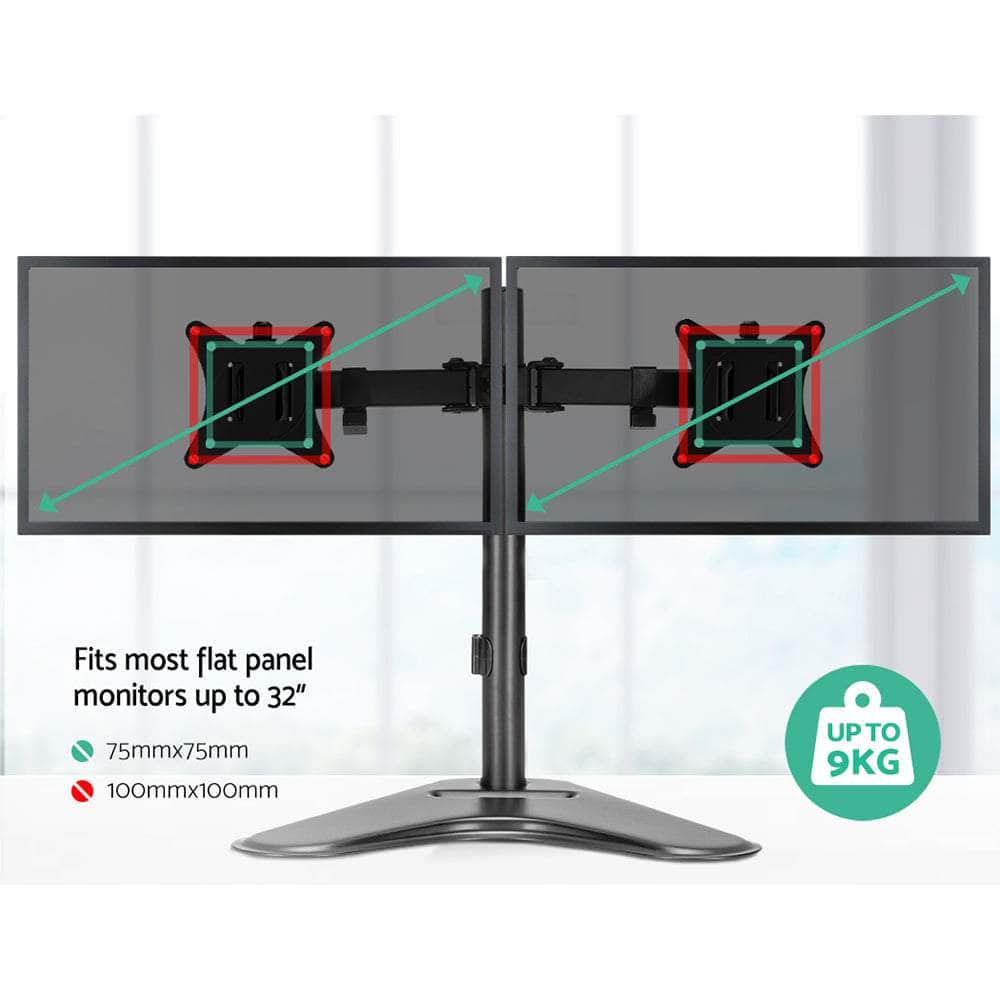 Dual HD LED Monitor Arm Stand TV Mount Holder 2 Arm Display Freestanding