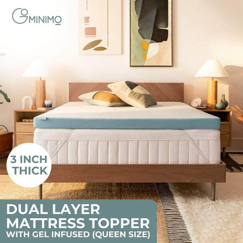 Dual Layer Mattress Topper 3 Inch With Gel Infused (Queen)