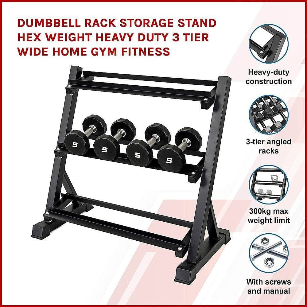 Dumbbell Rack Heavy Duty 3-Tier Home Gym Fitness Stand