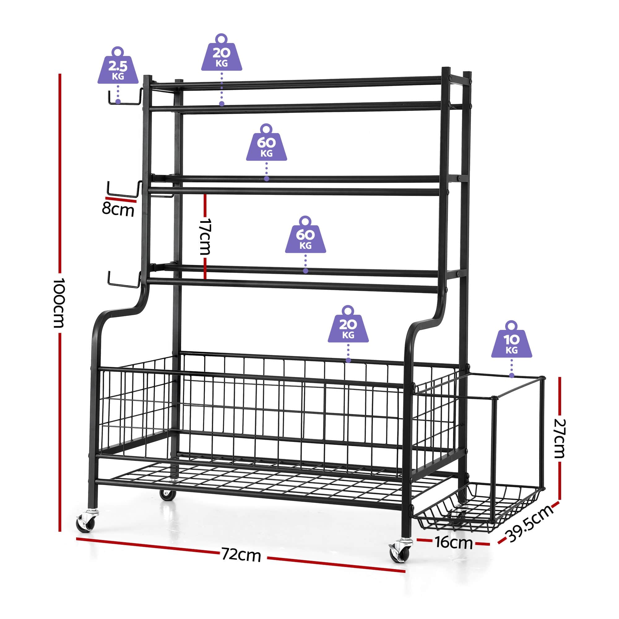 Dumbbell Rack Weight Rack for Dumbbells Home Gym Storage Black